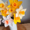 Krepppapier Narzissen realistische Papierblumen, Frühlingsstrauß handgemachte Blumen, Hochzeit Deko