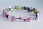 Lila Papierblumenkrone, handgefertigter Haarschmuck, verstellbare Größe, 18 cm Durchmesser