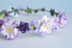 Lila Papierblumenkrone, handgefertigter Haarschmuck, verstellbare Größe, 18 cm Durchmesser
