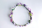 Lila Papierblumenkrone, handgefertigter Haarschmuck, verstellbare Größe, 18 cm Durchmesser