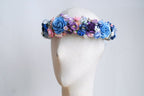 Handgefertigter Papierblumenkranz für Hochzeiten, Haarband aus Wildblumen, Rosa, Lila, Weiß, 20 cm