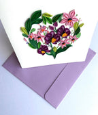 Lila Orchideen Quilling Karte, Kunstpapier, Grußkarte, handgemachte Karte