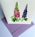 Lupinen Blume Quilling Karte 6x6 Zoll, Kunst Papier Grußkarte, handgemachte Karte mit Umschlag