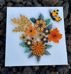 3D Blumenpapier Bild mit Schmetterling | Wand Dekor Braun