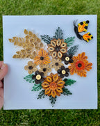 3D Blumenpapier Bild mit Schmetterling | Wand Dekor Braun