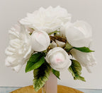 Pfingstrosen-Rosen-Brautstrauß aus Krepppapier, Boho-Stil, 25 Zoll, Rosa und Weiß