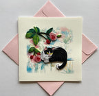 Katze Quilling Karte, Kunstpapier Grußkarte, Handgemachte Karte 6x6 Zoll mit Umschlag