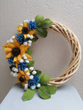 Handgefertigter Crepe-Papier Blumenkranz, UV-geschützt, für Tür- und Wanddekoration