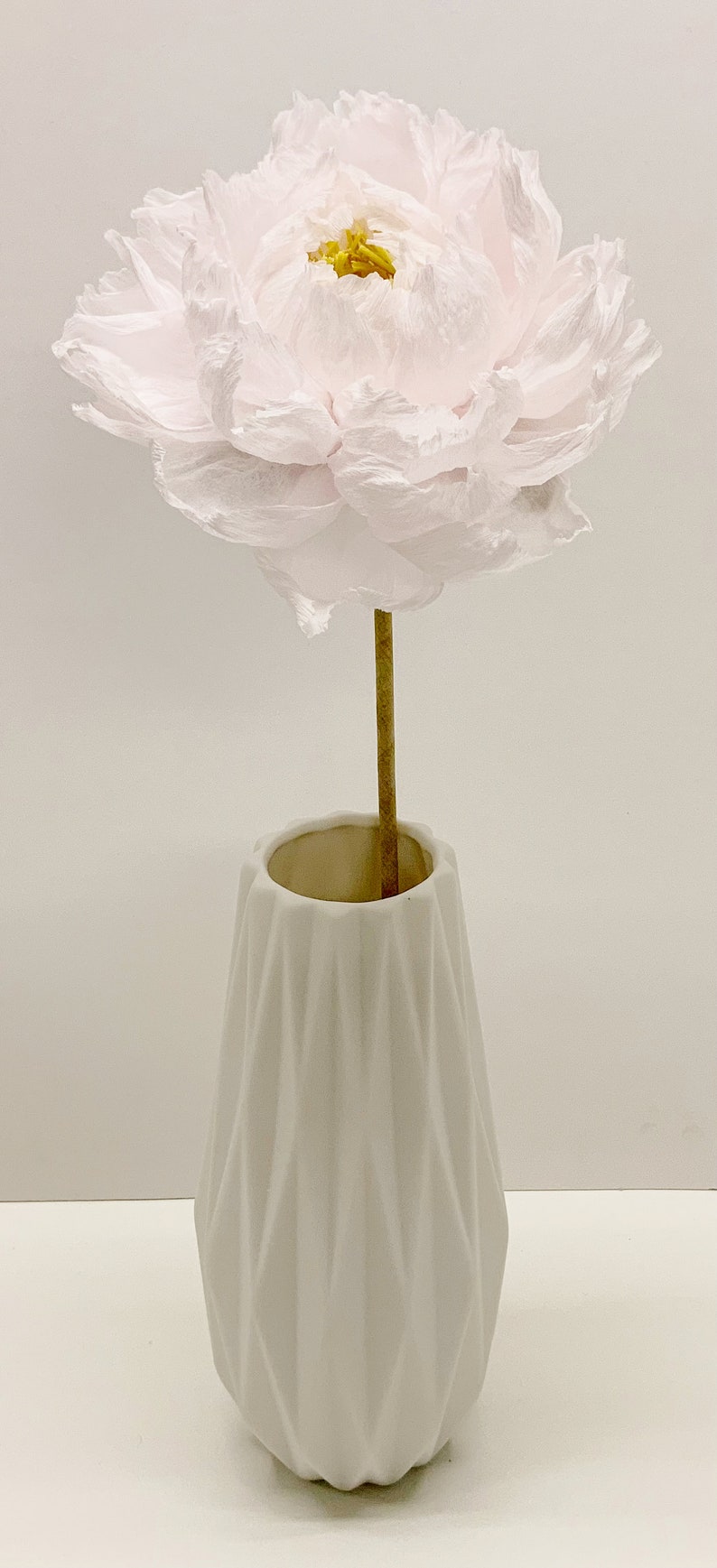 Pfingstrose aus Krepppapier, handgefertigte Hochzeitsstrauß Blume, 12 Zoll Stiel, 5,5 Zoll Blüte