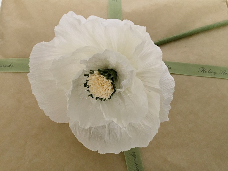 Handgefertigte Mohnblume aus Krepppapier, Weihnachtsdekoration, Geschenkverpackung, Baumschmuck