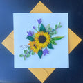 Sonnenblume Quilling Karte, 6x6 Zoll Grußkarte mit Umschlag, handgefertigte Papierkunst