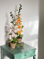 Papierblume Krepppapier Stockrose im Terrakottatopf 63 cm