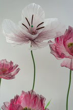 Übergroße Mohnblumen und Narzissen Organza Blumen Hintergrund Deko mit Beleuchtung, Frühlingsdekoration