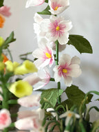 Krepppapier Stockrose im Terrakotta Topf, handgefertigte Papierblume, 63 cm hoch, englischer Gartenstil