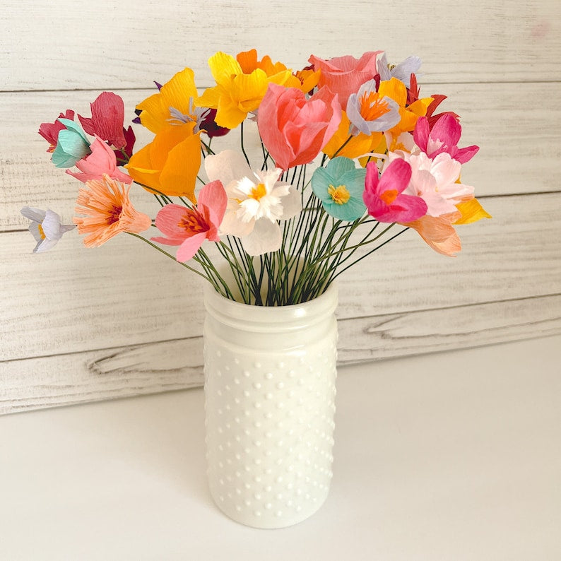 Papier-Wildblumen, 6er-Pack, 30 cm, handgefertigt