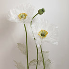 6 Organza Riesenmohnblumen mit 3 Knospen, Übergroße Blumen Hintergrunddekoration für Event & Fenster