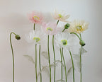 6 Organza Riesenmohnblumen mit 3 Knospen, Übergroße Blumen Hintergrunddekoration für Event & Fenster
