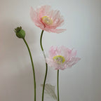 6 Organza Riesenmohnblumen mit 3 Knospen, Übergroße Blumen Hintergrunddekoration für Event & Fenster
