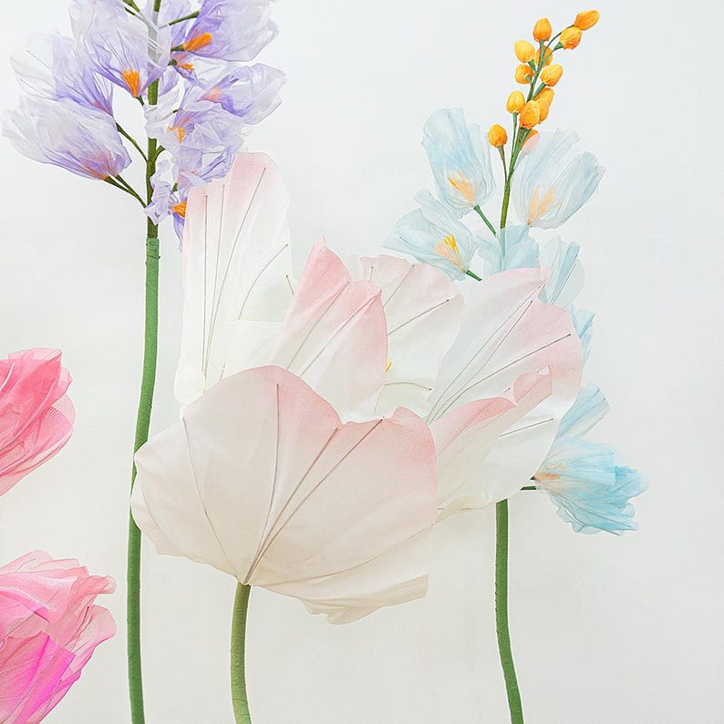 Delphinium Kunstblumen Set – Große Organza Blumen für Hochzeitsdeko, Party & Event