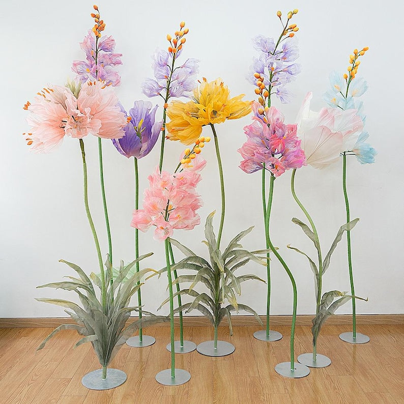 Delphinium Kunstblumen Set – Große Organza Blumen für Hochzeitsdeko, Party & Event