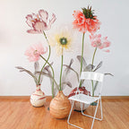 Riesige Organza Blumen als Dekoration für Events, Hochzeiten und Zuhause, 1,2-1,9m Höhe, in Rosa Weiß Orange