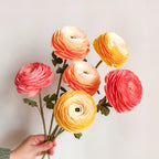 Ranunkel Blumenstrauß aus Krepppapier, Frühlingsdekoration, 30 cm, 3-12 Blumen, Handgefertigt