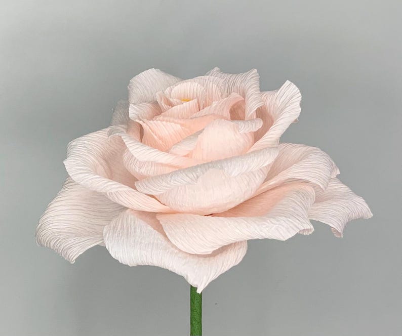Krepppapier Rose Handgefertigt, 12 Zoll Stiel, 6 Zoll Blüte