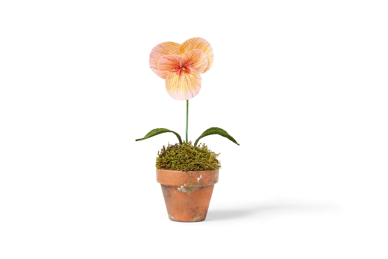 Stiefmütterchen aus Krepp-Papier in Terrakotta-Topf, 20 cm