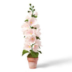 Krepppapier Stockrose im Terrakotta Topf, handgefertigte Papierblume, 63 cm hoch, englischer Gartenstil