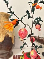 Granatapfelbaum aus Krepppapier mit Topf, Botanische Dekoration, 50 cm, Handgefertigt