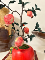 Granatapfelbaum aus Krepppapier mit Topf, Botanische Dekoration, 50 cm, Handgefertigt