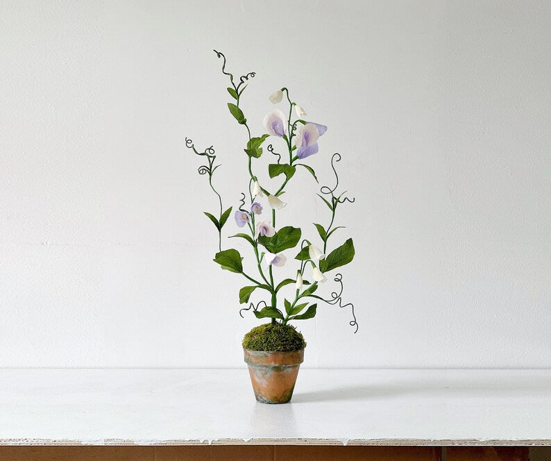 Krepppapier Wicke Pflanzenskulptur, Terrakotta Topf, Gartendeko, 62 cm