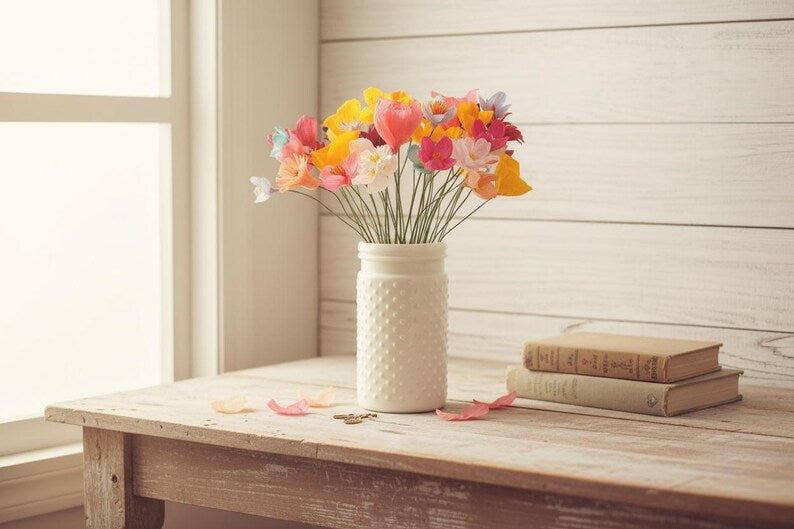Papier-Wildblumen, 6er-Pack, 30 cm, handgefertigt