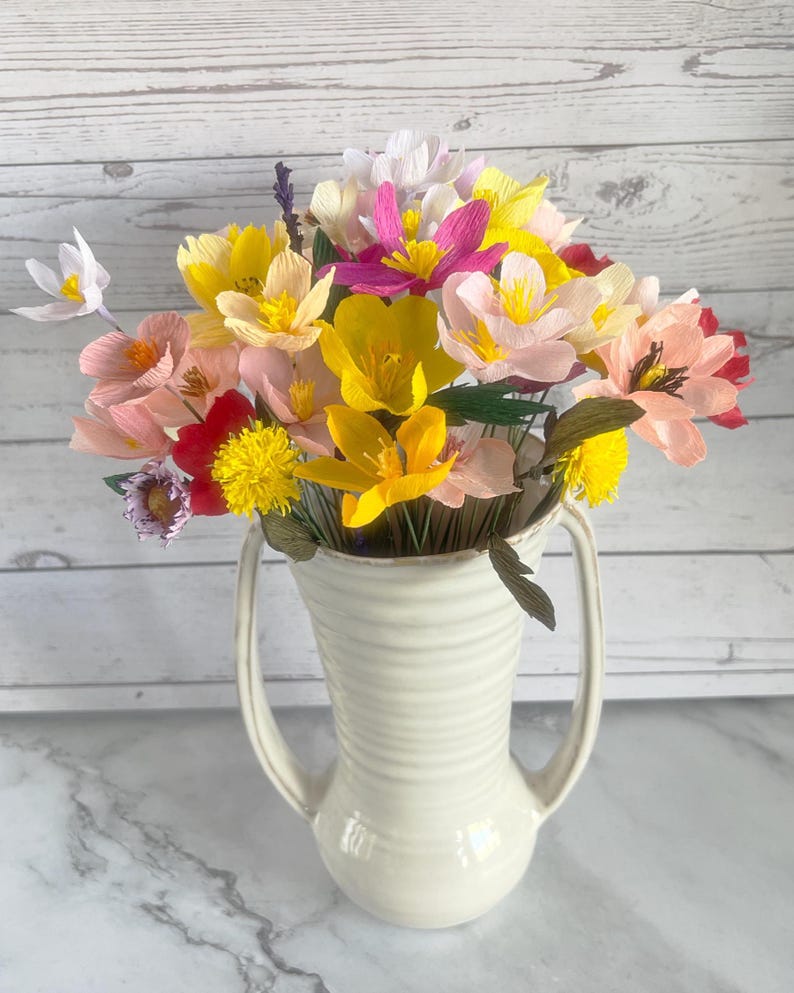 Papier-Wildblumen, 6er-Pack, 30 cm, handgefertigt