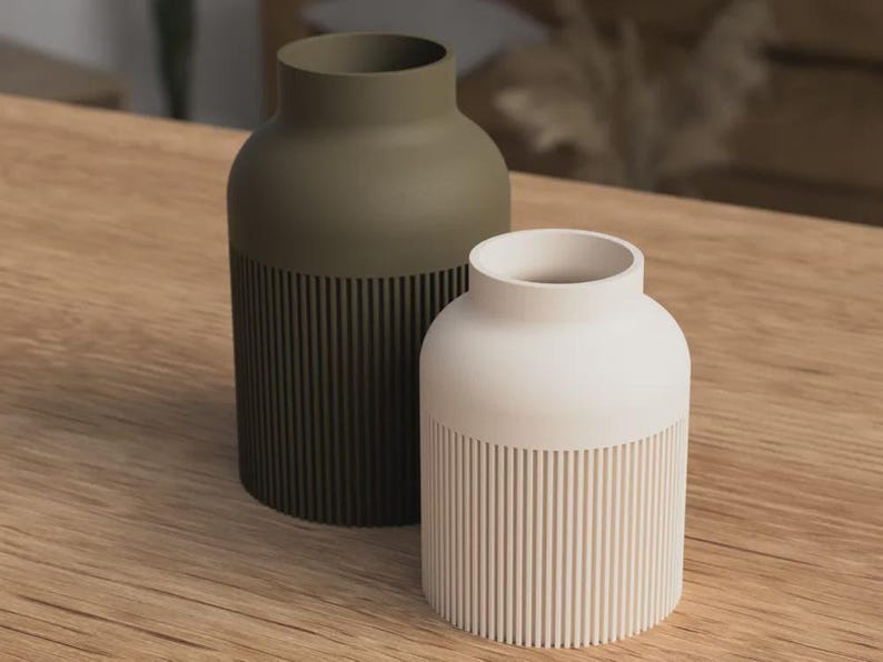 Japandi Vase Set Hiku – Moderne Design Vase – 3D Druck – Skandinavisch & Japanisch – Wohnzimmer Deko