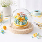 Handgemalter Papier-Quilling-Blumengarten Miniatur-Dekor mit Holzsockel