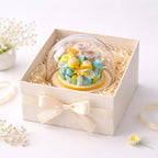 Handgemalter Papier-Quilling-Blumengarten Miniatur-Dekor mit Holzsockel