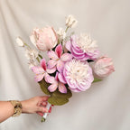 Handgemachter Papierblumenstrauß, zartrosa Brautstrauß, Krepppapier Hochzeitsgeschenk