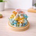 Handgemalter Papier-Quilling-Blumengarten Miniatur-Dekor mit Holzsockel