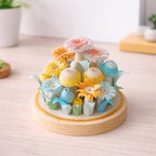 Handgemalter Papier-Quilling-Blumengarten Miniatur-Dekor mit Holzsockel