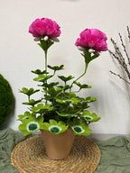 Papiergeranie Rosa Pflanzenskulptur Handbemalt 28cm Durchmesser 40cm Höhe