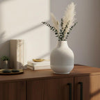 Moderne gerippte Vase Weiß – 3D-Druck Blumenvase für Trockenblumen und frische Blumen