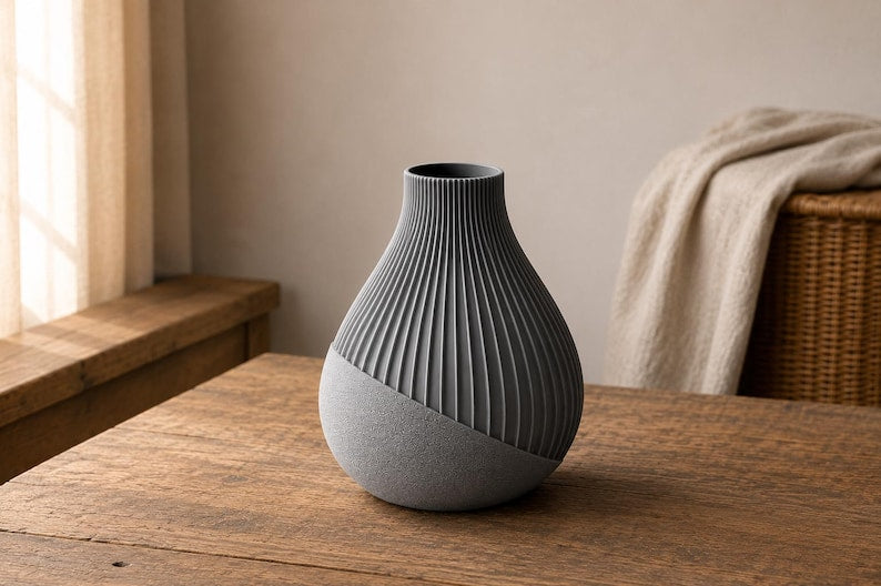 Japandi Vase Kugelform 3D-Druck PLA Moderne Minimalistische Blumenvase Skandinavische Deko 100-240mm