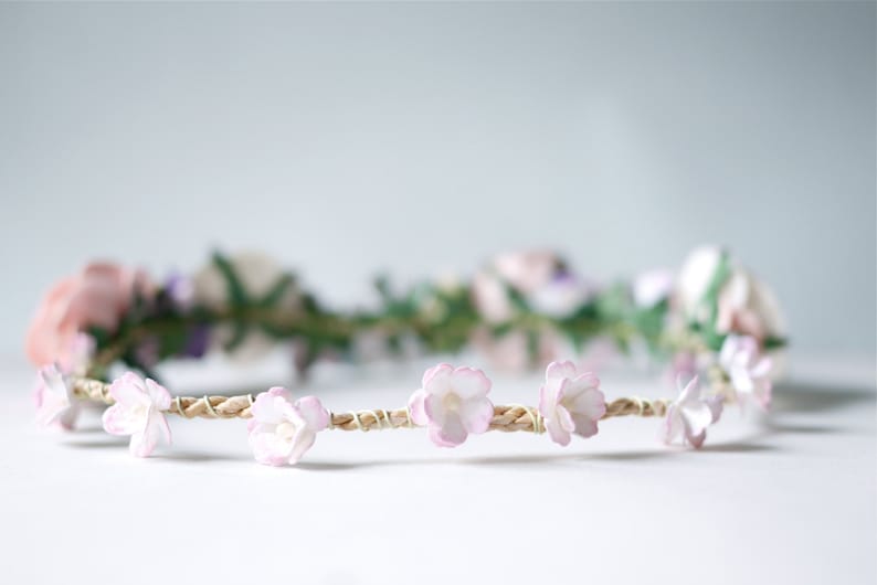 Blumenkranz-Stirnband aus Papier in Pink und Lila – Hochzeits-Haarschmuck, 20 cm