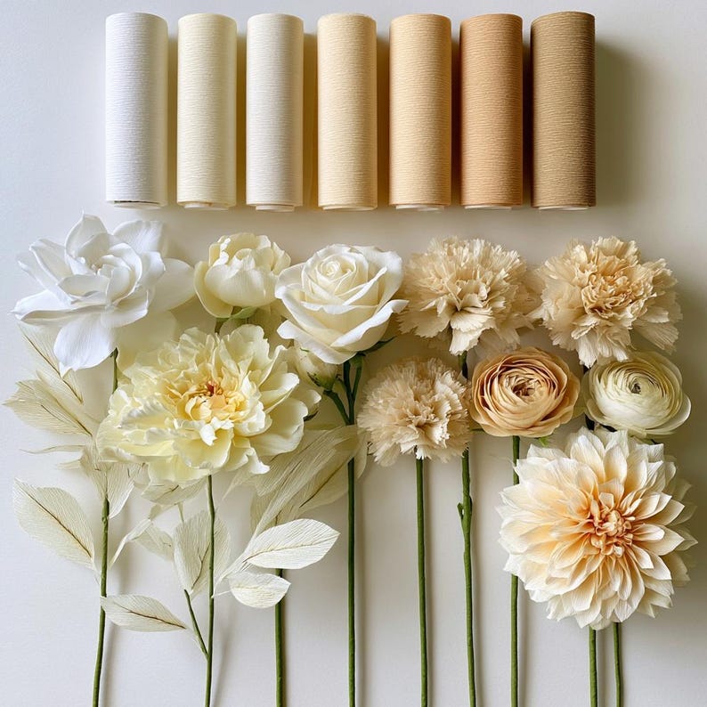 Weißer Pfingstrosen-Rosen-Blumenkranz, elegante Haustürdekoration, feine Papierblumen