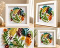 Handgemachte botanische Quilling-Wandkunst, modernes Blumendekor, botanisches Dekor