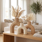 Moderne Bogen Vase BRIDGE für Trockenblumen & Pampasgras, 5 Größen, Mattes Finish