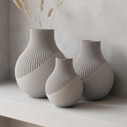 Bauchige Rillenvase mit Spiral-Twist – Neki Edge, für Trockenblumen, 3D-Druck, Mattschwarz