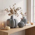 Gerippte Kürbis Vase mit Fuzzy-Skin für Trockenblumen – Herbst Halloween Deko