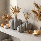 Gerippte Kürbis Vase mit Fuzzy-Skin für Trockenblumen – Herbst Halloween Deko